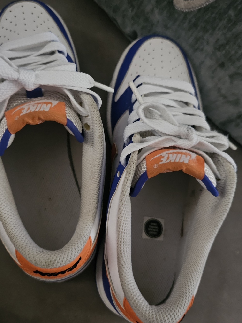 Nike Kids Dunk Low 'Knicks' White And Orange Sneakers - Picture 7 of 8